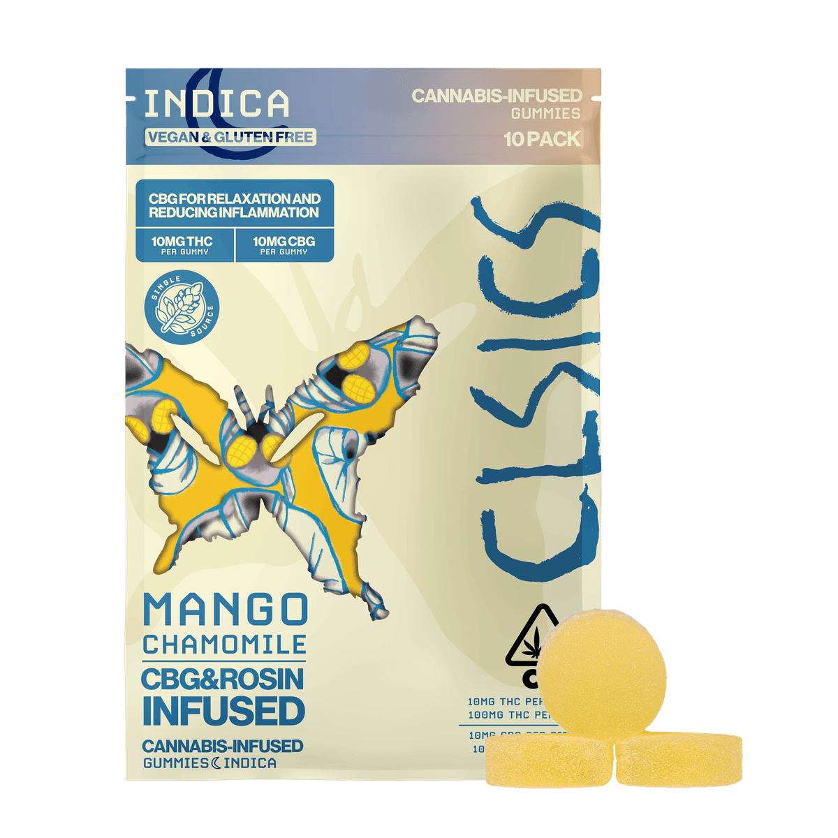 Mango Chamomile - 100mg - Live Rosin Gummies - 1:1 THC/CBG